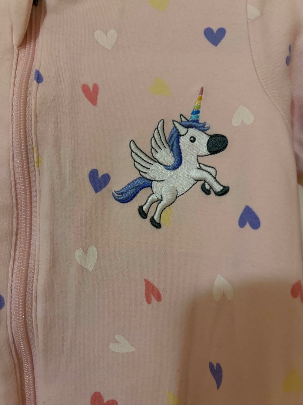 5/$30🍒Unicorn Heart Pink Footed One-Piece Pajamas
